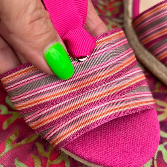 Talbots Pink Ankle Wrap Espadrille Wedge Sandals - Picture 8 of 17